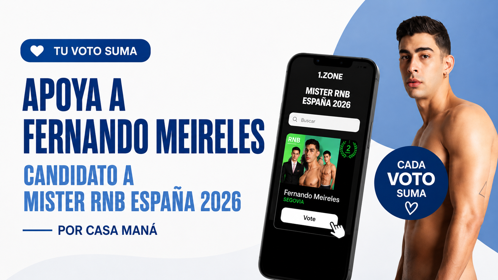Vota a Fernando Meireles, candidato a mister España 2026